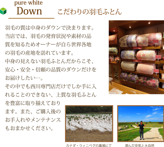 こだわりの羽毛ふとん